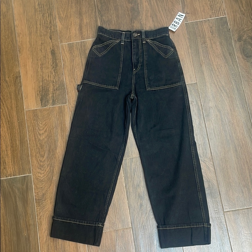 Urban Outfitters Black Cuffed Carpenter Jeans